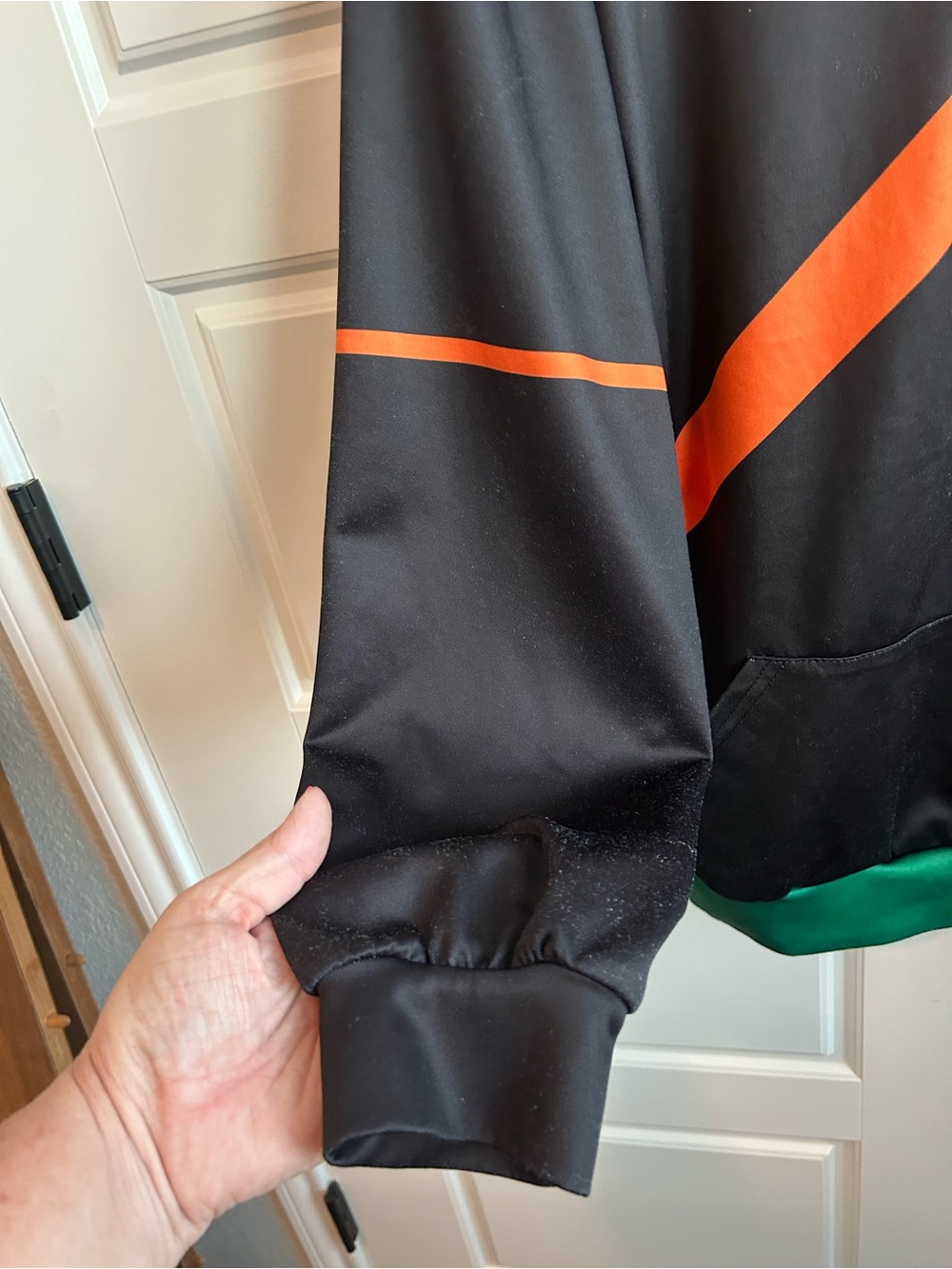 Oversized Bakugo Black Hoodie with Orange Graphic and Green Hem, Anime / Comicon - Picture 3 of 8